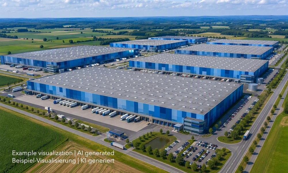 Großer Logistikpark südwestlich von Berlin, Warehouse and logistics space south-western of Berlin