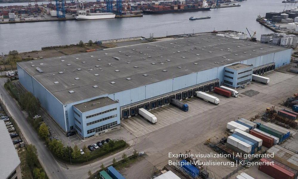 Logistikfläche im Hamburger Hafen, Warehouse in Port of Hamburg
