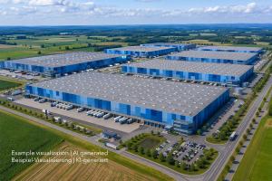 Großer Logistikpark südwestlich von Berlin, Warehouse and logistics space south-western of Berlin