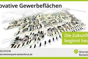 Bild zeigt ein Vision zur Bebbauung des Gewerbegebiets