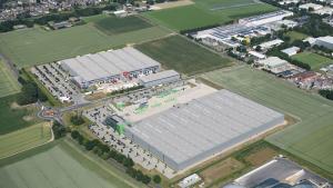 Warehouse and logistics property western of Cologne (aerial view)