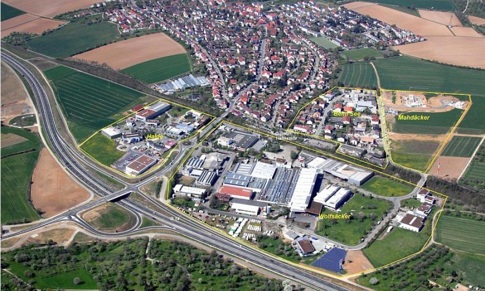 Gewerbegebiet, Industriegebiet: Gewerbegebiet Mahdäcker (Commercial industrial area)
