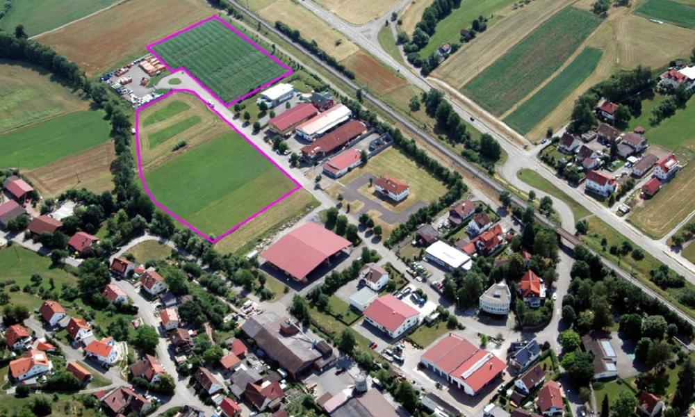 Gewerbegebiet, Industriegebiet: Ge­wer­be­ge­biet Mühl­wie­sen (Commercial industrial area)